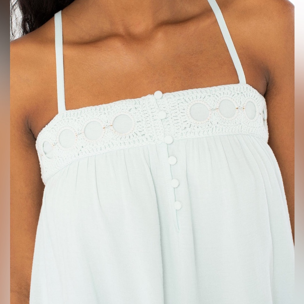 Lovestitch Bohemian Flowy Crochet Trim Tank Top 
Aquamarine - Picture 6 of 6